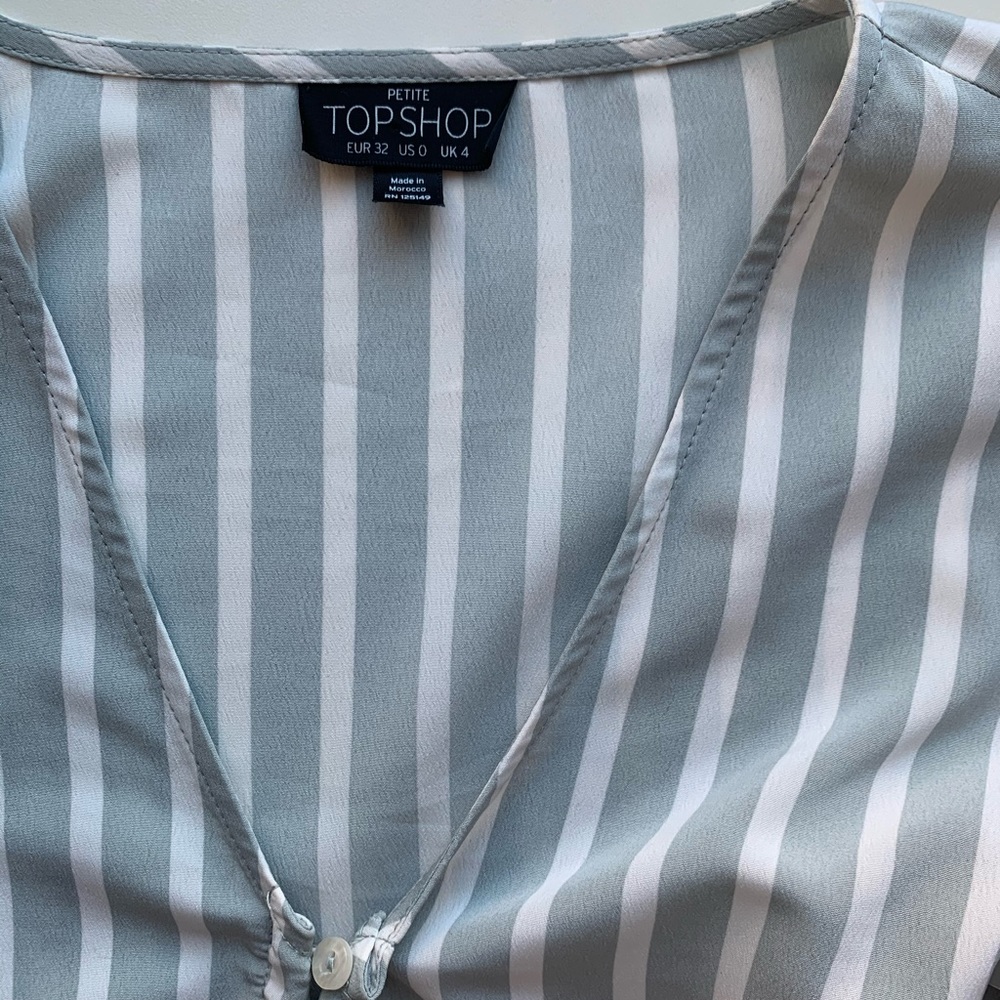TopShop Petite Cropped Striped Peplum Blouse - Picture 4 of 4